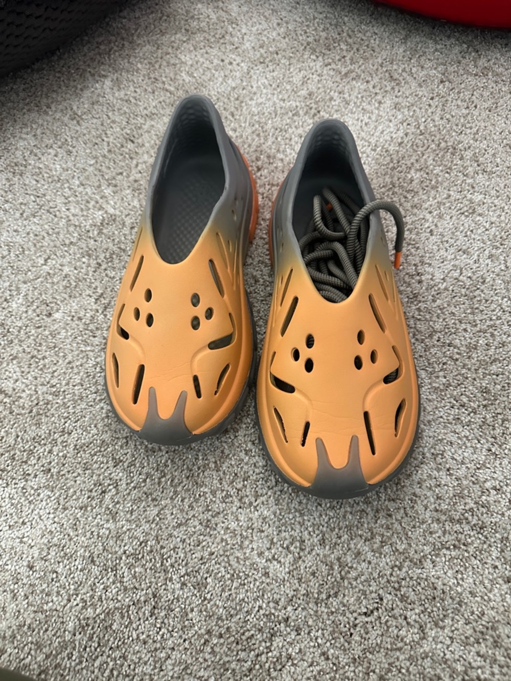 Men's Slip-On Casual Sneakers in Orange and Gray